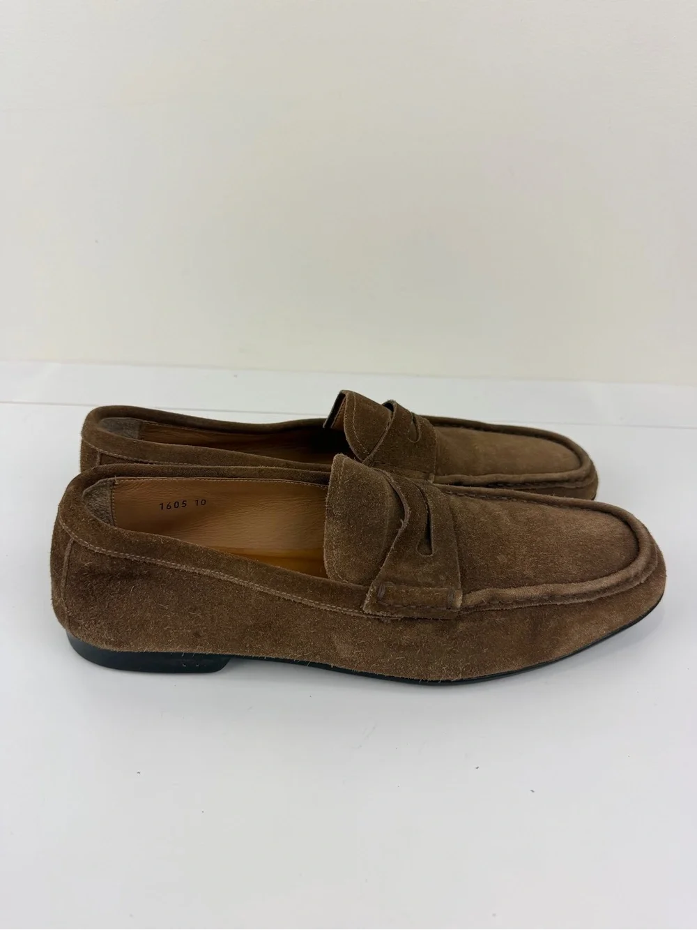 Prada Suede Penny Loafers Brown Size 10 (Fits US 11) Made in Italy